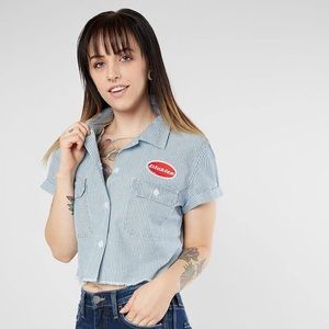 NWT Dickies Striped Cropped Work Shirt